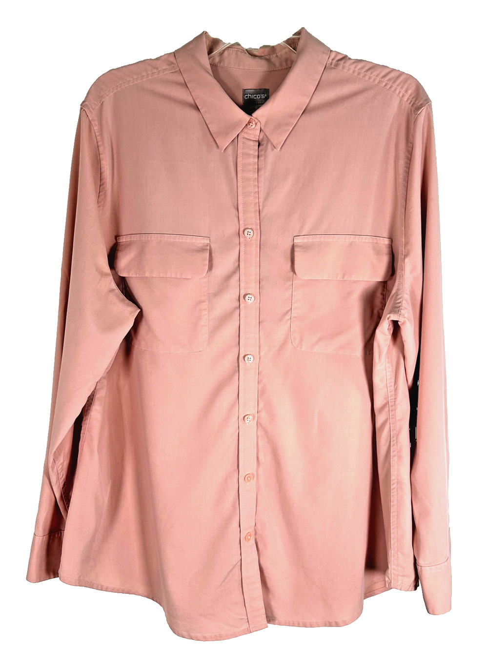Chicos Women Easy Shirt Bella Pink Button Up Size 3